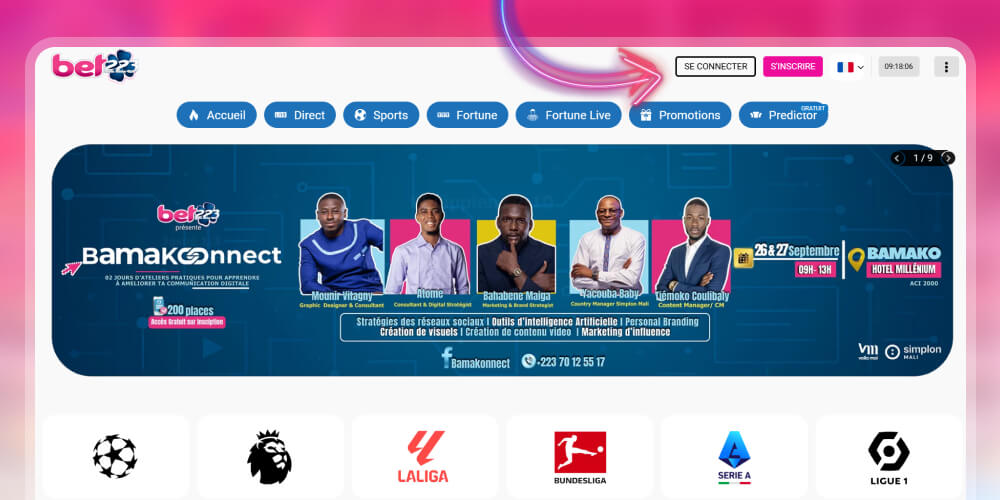 cliquez sur le bouton de connexion