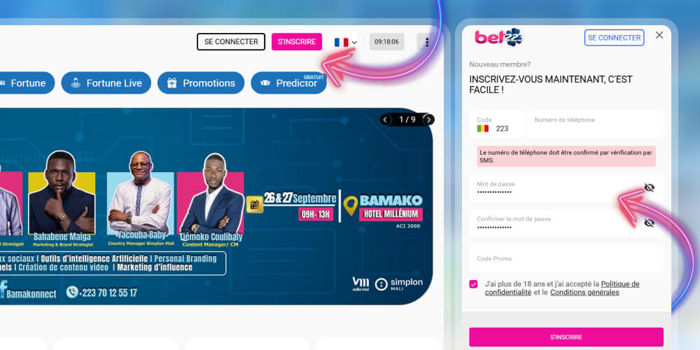 entrez les détails de votre compte