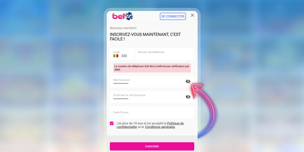 remplir le formulaire d'inscription